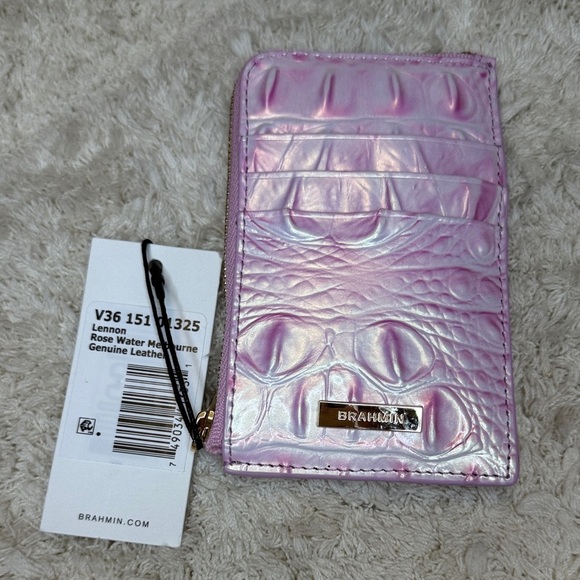 🌹NWT Brahmin Lennon Rose Water Melbourne Leather Card Holder - Picture 1 of 7